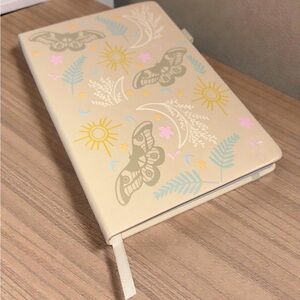 Tan Floral Notebook with Moth Design